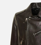 slim fit brown biker leather jacket for men
