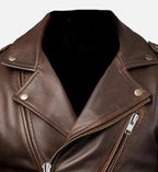 slimfit brown rider leather jacket for men