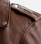 spanish brown biker leather jacket for men
