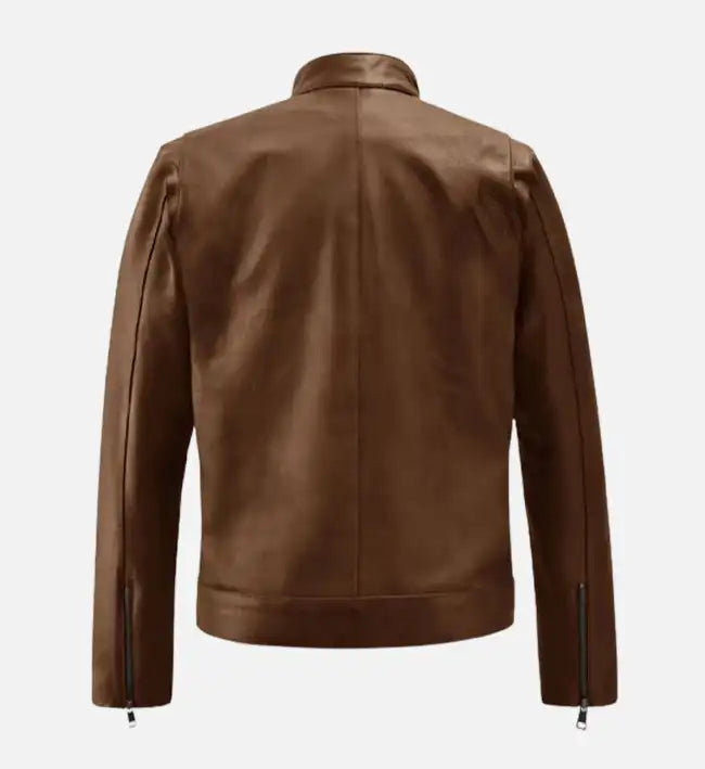 spanish brown leather mens jacket