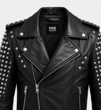 Men's Stud Black Biker Leather Jacket