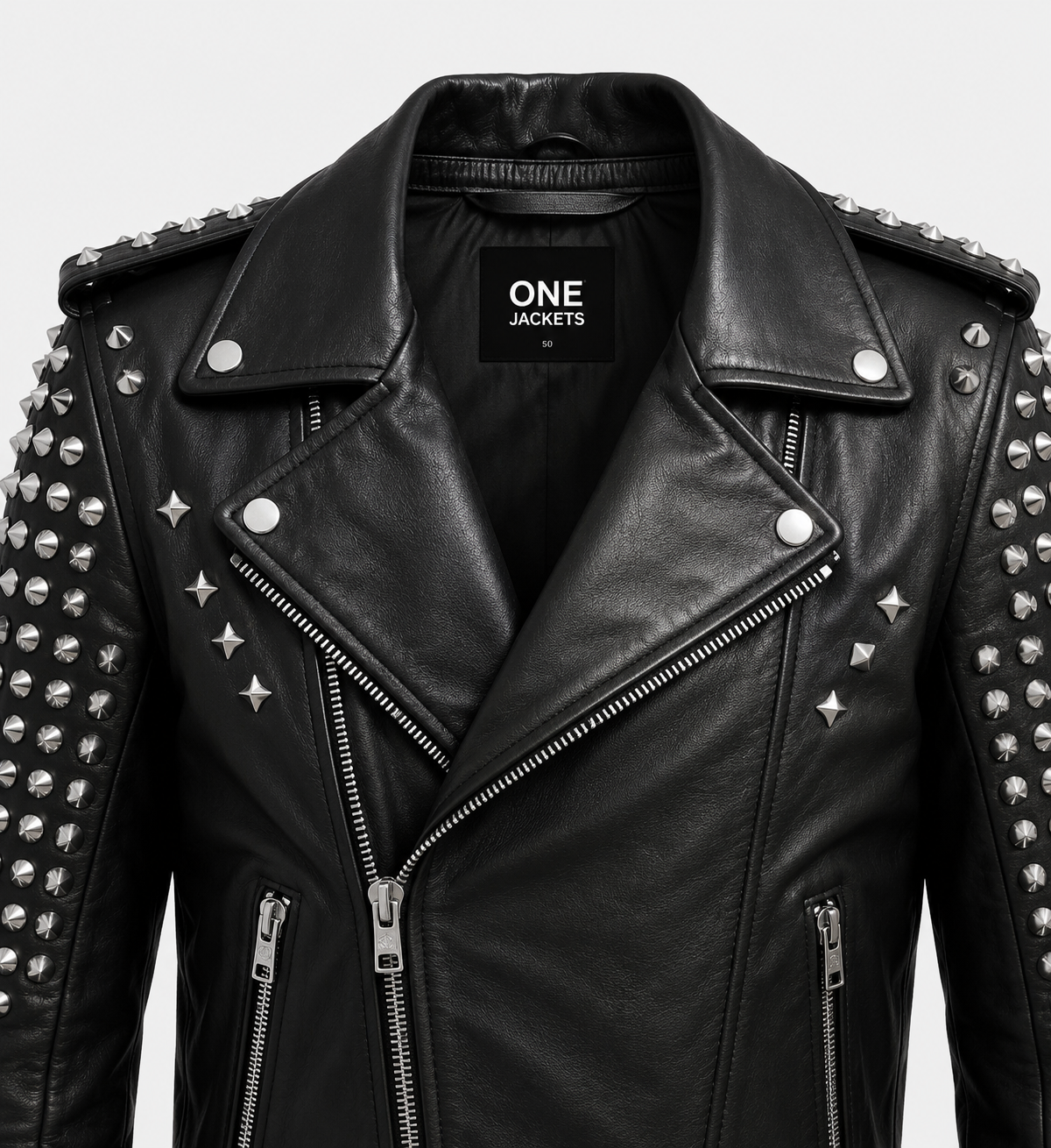 Men's Stud Black Biker Leather Jacket