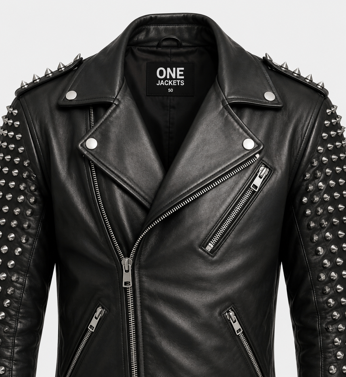 Mens Black Studded Biker Stylish Leather Jacket