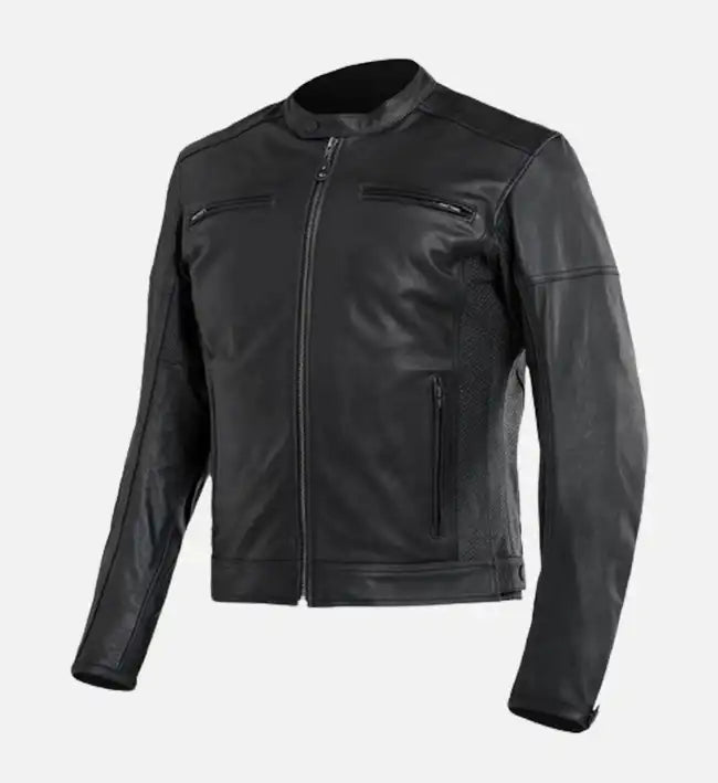 stylish slim fit black leather jacket for men
