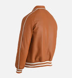 tan brown varsity mens leather jacket
