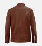 tan leather moto biker jacket for men