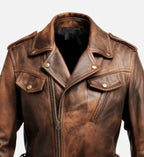 vintage brown biker leather jacket for men