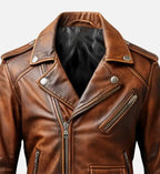 vintage brown biker leather jacket for men