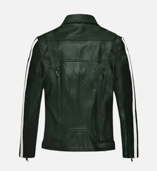 vintage green biker leather mens jacket