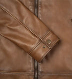 walnut brown biker leather jacket for men