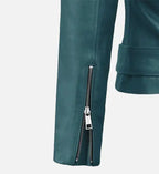 washed wax leather jacket in prussian blue
