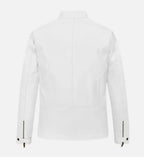 white slim fit leather mens biker jacket