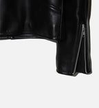 women minimal leather black biker jacket
