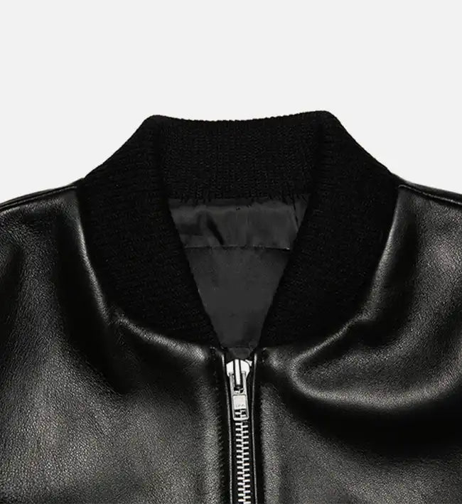 women black leather jumper jacket
