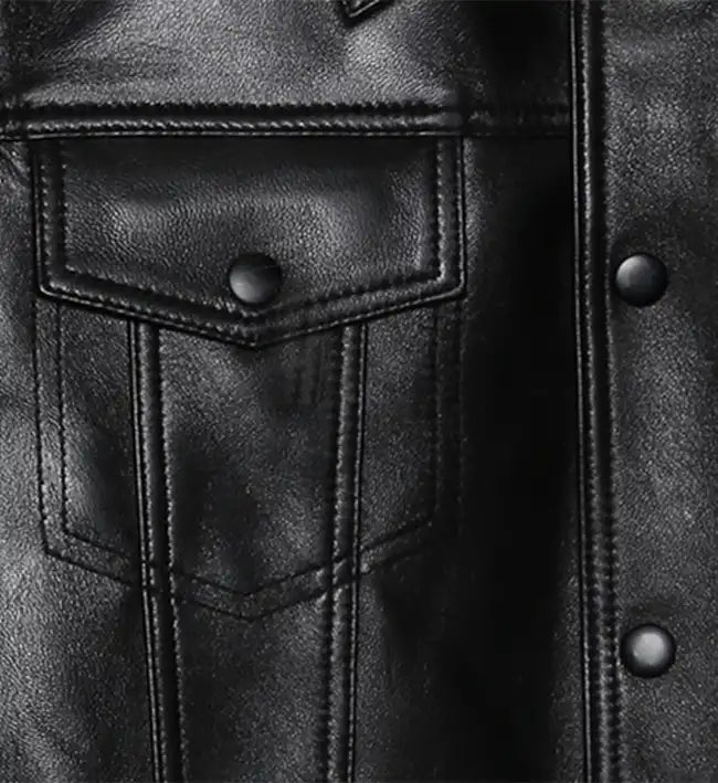 women black trucker button jacket
