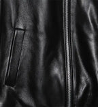 Black leather jumper jacket for women
