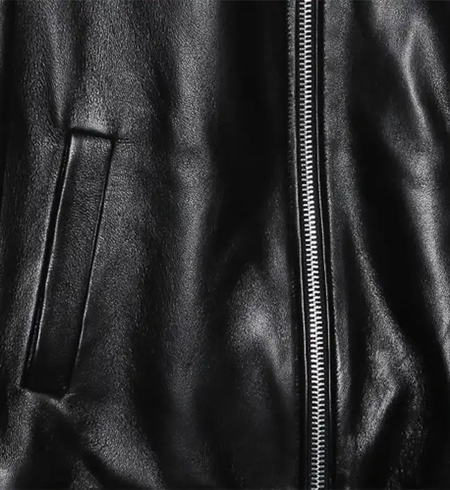 Black leather jumper jacket for women
