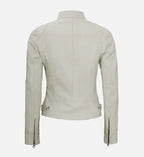 womens leather jacket white cafe racer
