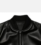 womens black sheep skin leather bomber jacket
