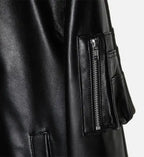 sheep skin bomber black leather jacket for women
