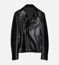 women mininmal black biker leather jacket
