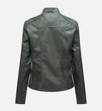 womens army green leather jacket
