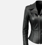 womens black leather asymmetrical jacket
