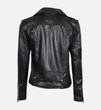 womens biker black asymmetrical leather jacket
