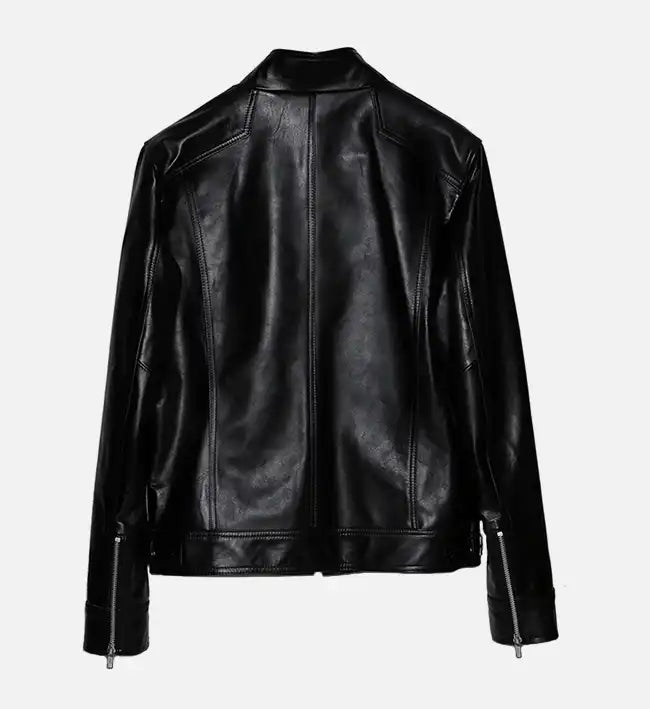 womens biker leather band collar jackets
