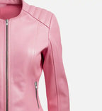 womens biker pink leather jacket
