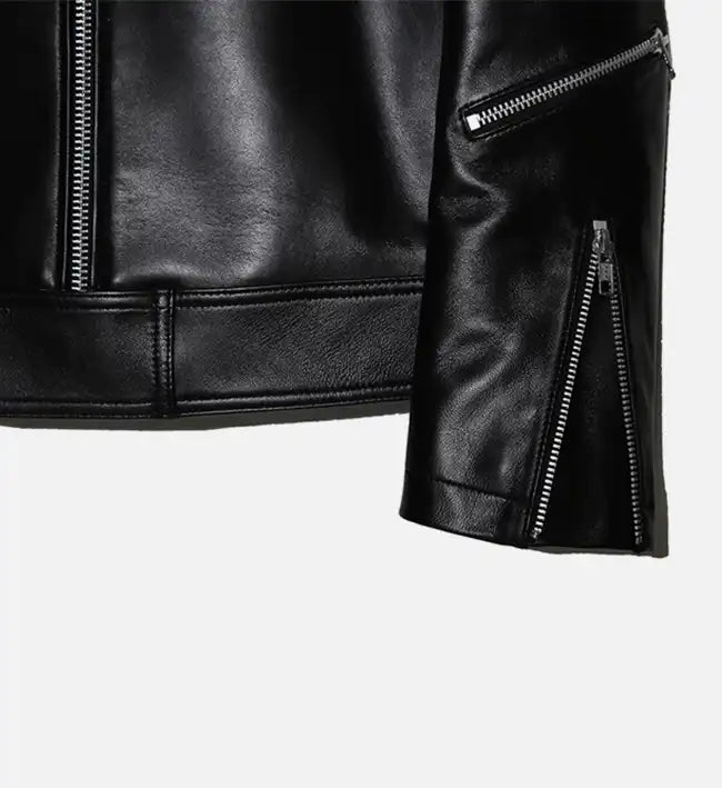 womens biker western black leather jacket
