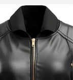 womens black bomber leather jacket
