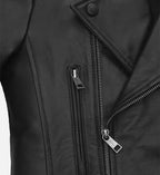 womens black classic biker leather jackets
