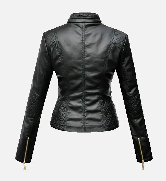 womens black leather jacket
