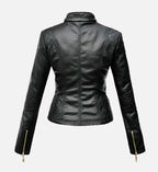 womens black leather jacket
