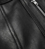 womens black leather jacket 
