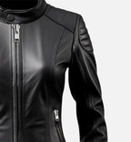 womens black racer cafe jacket
