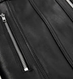 womens black leather jacket 
