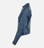 womens blue leather jacket
