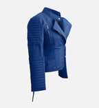 womens biker blue leather jacket
