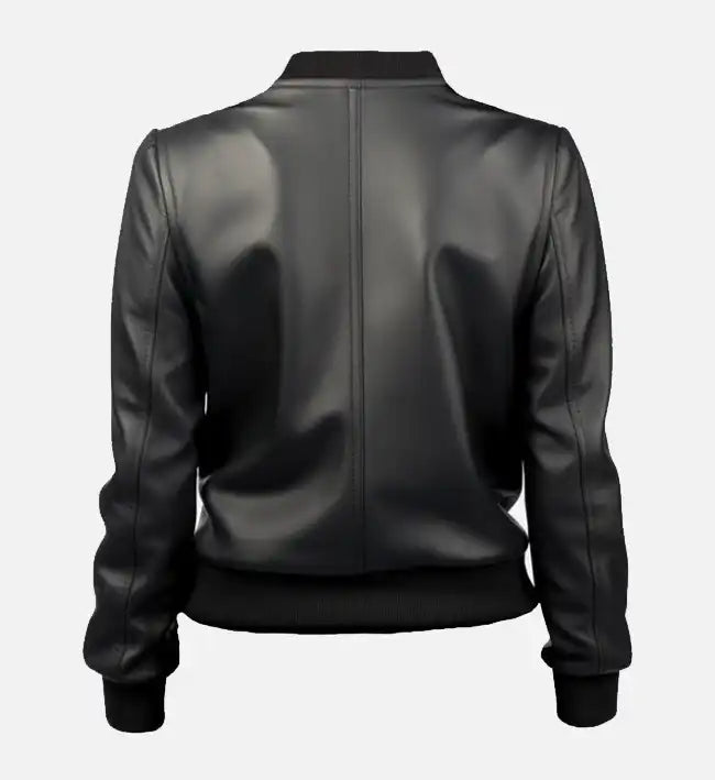 womens bomber black leather jacket
