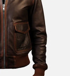 Womens brown bomber leather jacket
