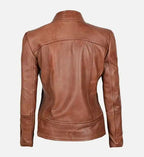 womens cafe racer vintage brown jacket
