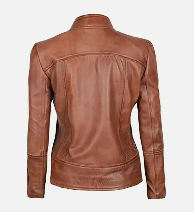 womens cafe racer vintage brown jacket
