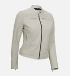 womens cafe racer leather jacket white
