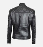 womens cafe racer real leather quilted jacket
