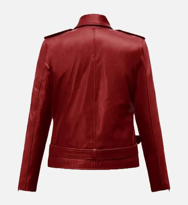 womens christmas leather red jacket
