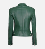 womens dodge green leather cafe racer jacket
