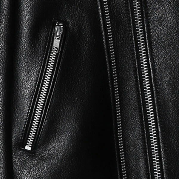 womens leather biker double zipper jacket
