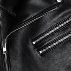 womens double zipper black biker leather jacket

